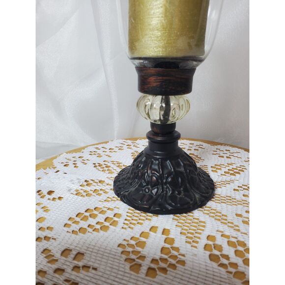 Victorian Look Cast Metal BELL JAR Candle Holder Hurrican Southern Living Style - Picture 9 of 16
